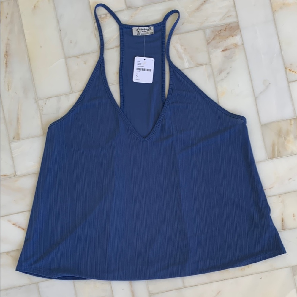 Free People Intimately Tank Top size Small Racerback cut Marin Blue